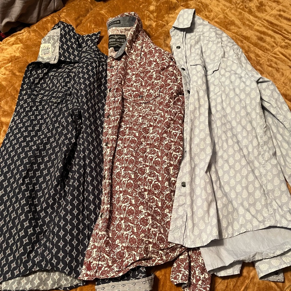 Mens small pearl snap shirts